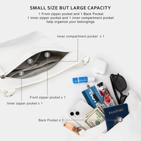 Woman’s Elegant White Crossbody Bag - Picture 6 of 6